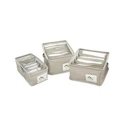 House of Quirk Cotton Linen Set Of 3 Underwear Organizer Set - 5/6/9-Compartment Dividers For Closet & Drawer --picture-29