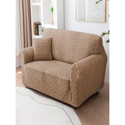 House of Quirk Double Seater Sofa Cover For Couch Flexible 140 Gsm Sofa Slipcover - Tan-picture-14