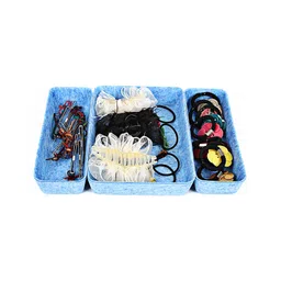House of Quirk Felt Drawer Organizer Rectangle Set of 3 Drawer Organizers Tray for Office Gadgets and Jewelry Storage - Sky Blue-picture-33