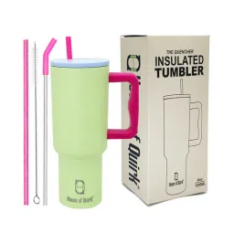 house of quirk Green 1200ml Stainless Steel Double Insulated Leak Proof Coffee Tumbler with Lid & Straw-picture-16