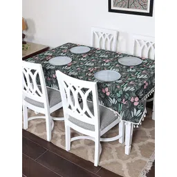 HOUSE OF QUIRK Green & Pink Printed Cotton Linen Dust-Proof 4-Seater Table Cover-picture-29