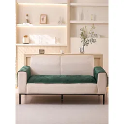 HOUSE OF QUIRK Green Leaves Pattern Velvet 2 Seater 2Pcs Armrest & 1Pc Sofa Cover Set-picture-34