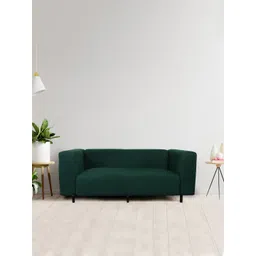 HOUSE OF QUIRK Green Solid 2-Seater Stretchable Non-Slip Sofa Cover-picture-41