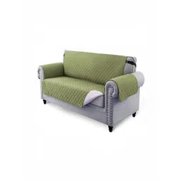 HOUSE OF QUIRK Green Solid 4 Seater Reversible Sofa Slipcovers-picture-28