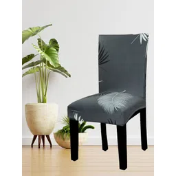 HOUSE OF QUIRK Grey & Black Floral Printed Removable Chair Cover-picture-21