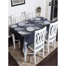 HOUSE OF QUIRK Grey Floral Waterproof 6-Seater Table Cover-picture-34