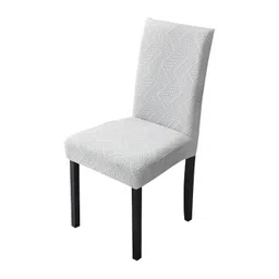 HOUSE OF QUIRK Grey Jacquard Soft Touching  Removable Chair Cover-picture-12
