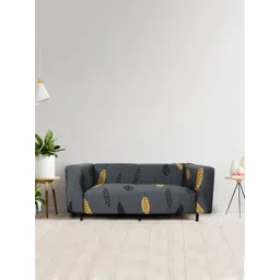 HOUSE OF QUIRK Grey Printed 1-Seater Stretchable Non-Slip Sofa Cover-picture-42