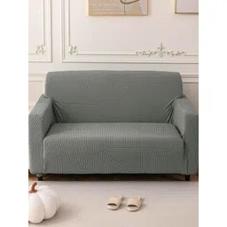 HOUSE OF QUIRK Grey Self Design Jacquard Soft Touching 4 Seater Sofa Cover-picture-31