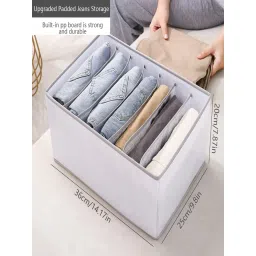 House of Quirk Grids Thicken Closet Jeans Storage Boxs Wardrobe Clothes Organizer - White-picture-24
