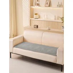 HOUSE OF QUIRK Herringbone Chenille Grey Self Design Velvet Anti-Slip 4 Seater Sofa Mat-picture-15