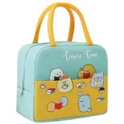 House of Quirk Insulated Reusable Lunch Bag Tote Bag for Women Printed Lunch Bag for School Picnic Office Outdoor Gym (Leisure Time) - Oxford Cloth, Pink, Yellow, 5 liters-picture-26