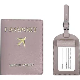 house of quirk Luggage Tag and Passport Protector Set, Plane Pouch Passport Suitcase Identification Leather Tag Luggage Tags for Children School Bag (Light Purple)-picture-16