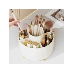 House of Quirk Makeup Brush Holder Organizer, 360degree Rotating Desktop Organizer (White)-picture-14