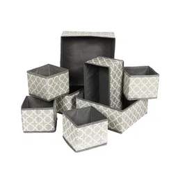 House of Quirk Non-Woven Foldable Clothing Storage Box Closet Dresser Drawer Organizer Cube Basket Bins Containers Divider With Drawers Set of 8 - Grey Lantern-picture-17