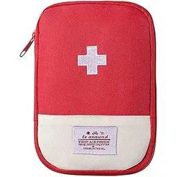 House of Quirk Nylon oxford First Aid Bag,Empty First Aid Pouch,Mini Portable Medical Bag For Outdoor Camping Hiking Travel Emergency,Multifunction Emergency Medicine Storage (Red)-picture-13