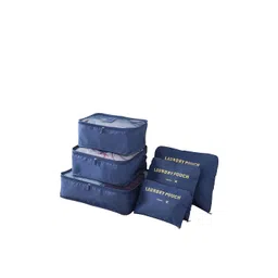 HOUSE OF QUIRK Pack Of 6 Navy Blue Textured Travel Storage Space Savers Bags-picture-11