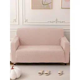 HOUSE OF QUIRK Pink Self Design Jacquard Soft Touching 5 Seater Sofa Cover-picture-22