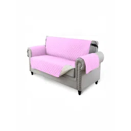 HOUSE OF QUIRK Pink Solid 2 Seater Couch Covers With Arms Reversible Sofa Slipcovers-picture-30