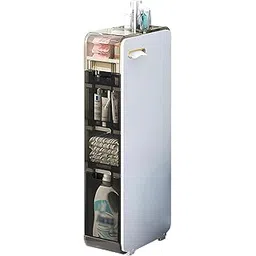 House of Quirk Plastic 4-Tiers Bathroom Floor Storage Cabinet Narrow Slim Towel Organizer Side Corner Unit With Clear Drawers And Casters For Tiny Kitchen (4 Tier White)-picture-24