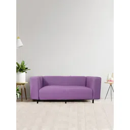HOUSE OF QUIRK Purple Solid 3-Seater Stretchable Non-Slip Sofa Covers-picture-24