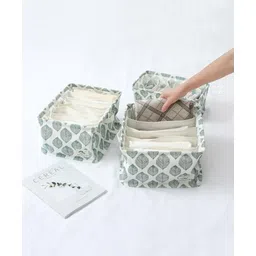 House of Quirk Set of 3 Underwear Organizer Set - 5/6/9-Compartment Dividers for Closet & Drawer (White/Green Leaf)-picture-33