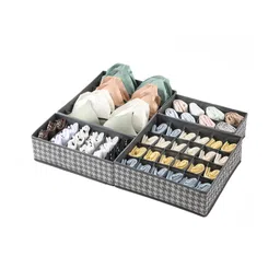 House of Quirk Set of 4 Foldable Storage Box Drawer Divider Organizer Closet Storage for Socks Bra Tie Scarfs - Grey-picture-20