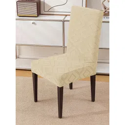 HOUSE OF QUIRK Set Of 6 Beige Jacquard Chair Covers-picture-41