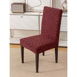 HOUSE OF QUIRK Set Of 6 Maroon Self Design Chair Covers-picture-20
