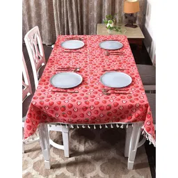 HOUSE OF QUIRK Strawberry Printed 4 Seater Cotton Linen Table Cover-picture-30