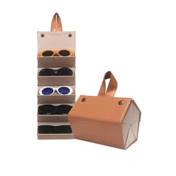 HOUSE OF QUIRK Tan 5 Slots Compact Travel Glasses Case image 1