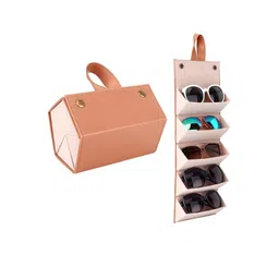 HOUSE OF QUIRK Tan 5 Slots Compact Travel Glasses Case image 2