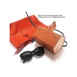 HOUSE OF QUIRK Tan 5 Slots Compact Travel Glasses Case image 3