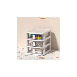 House of Quirk White 3 Tier Transparent Office Desktop Drawer Organizer-picture-15