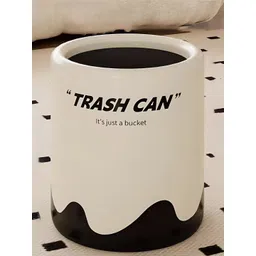 HOUSE OF QUIRK White & Black Printed Swing-Lid Trash Can - 8 L-picture-34