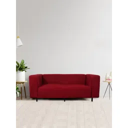 HOUSE OF QUIRK Wine Solid 3-Seater Stretchable Non-Slip Sofa Slipcover-picture-16
