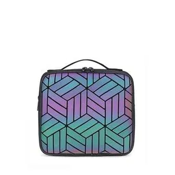 house of quirk Women Geometric Print Makeup Storage Case with Multi Adjustable Compartment-picture-17