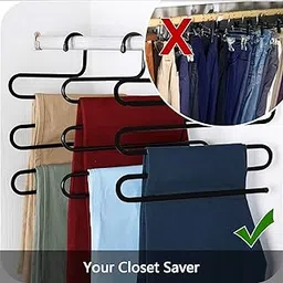 House of Quirk S-Shape 5 Layers Iron Trouser Hanger Pants Hanger Black (Set of 3)-picture-13