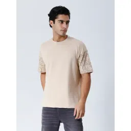 House Of RS Beige Oversized Fit Printed Oversized T-Shirt-picture-18