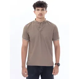 House Of RS Brown Regular Fit Plain Polo T-Shirt-picture-40