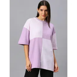 House Of RS Lavender Color-Block Pattern Oversized T-Shirt-picture-42
