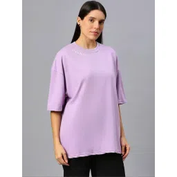 House Of RS Lavender Printed Oversized T-Shirt-picture-23