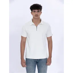 House Of RS Oyster White Regular Fit Plain Polo T-Shirt-picture-49