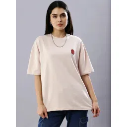 House Of RS Peach Printed Oversized T-Shirt-picture-20