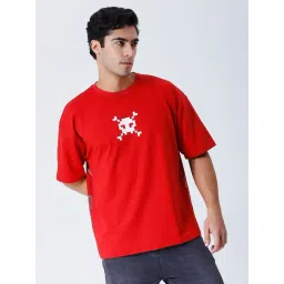House Of RS Red Oversized Fit Printed Oversized T-Shirt-picture-31