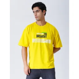 House Of RS Yellow Oversized Fit Printed Oversized T-Shirt-picture-27