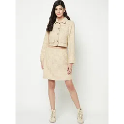 HOUSE OF S Checked Blazer With Skirt-picture-13