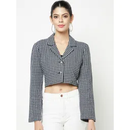 HOUSE OF S Checked Single-Breasted Crop Blazer-picture-47
