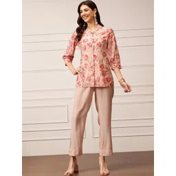 HOUSE OF S Floral Printed Lapel Collar Neck Shirt With Trousers Co-Ords-picture-25