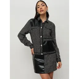 HOUSE OF S Self Designed Shirt Collar Neck Shirt With Skirt-picture-33